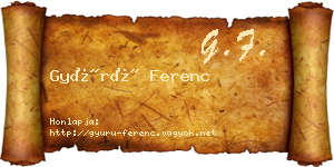 Gyürü Ferenc névjegykártya